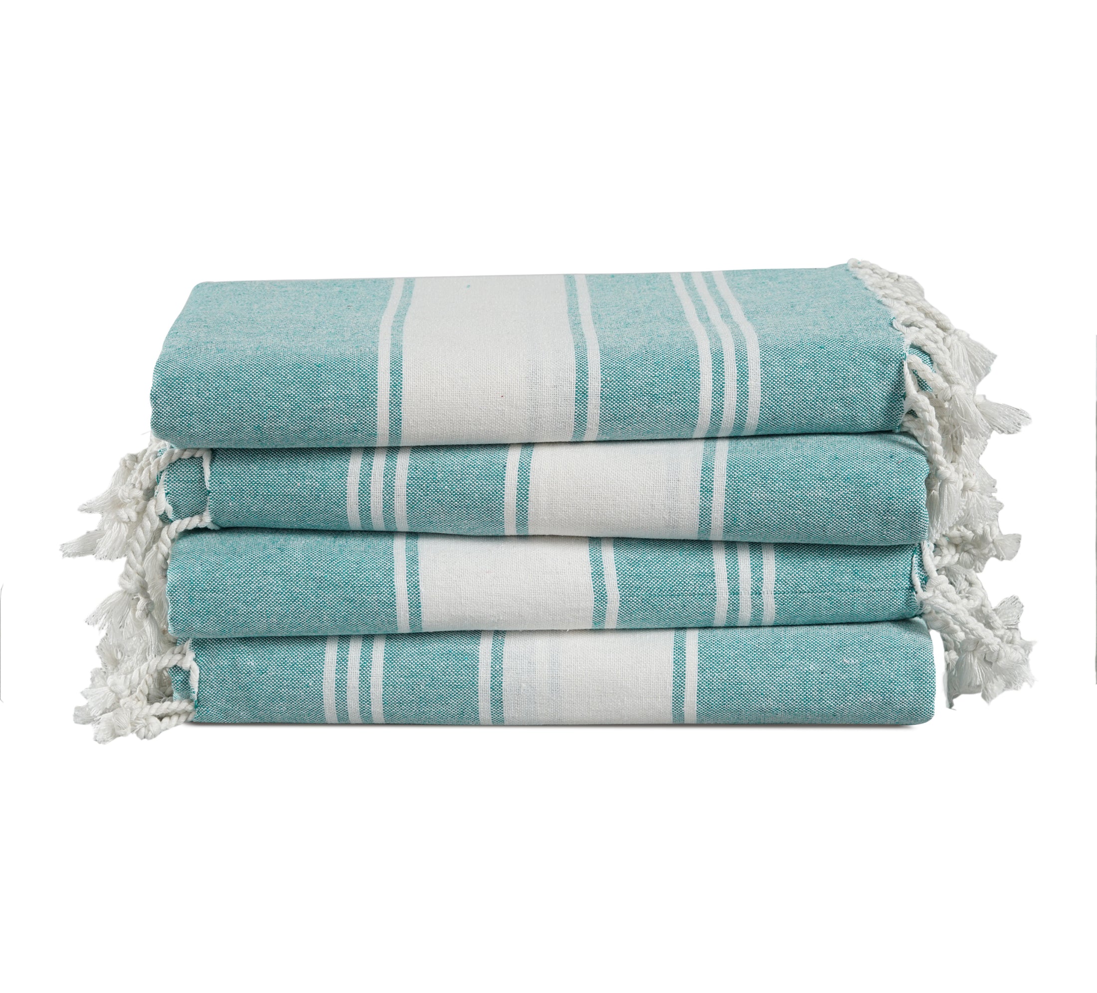 Set of 4 Chambray Turkish Beach Towels - Hunter Green